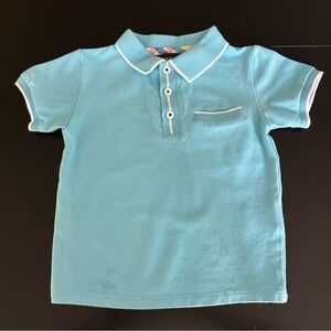 Andy & Evan Boys Aqua Polo Shirt with White Accents | Size 2T